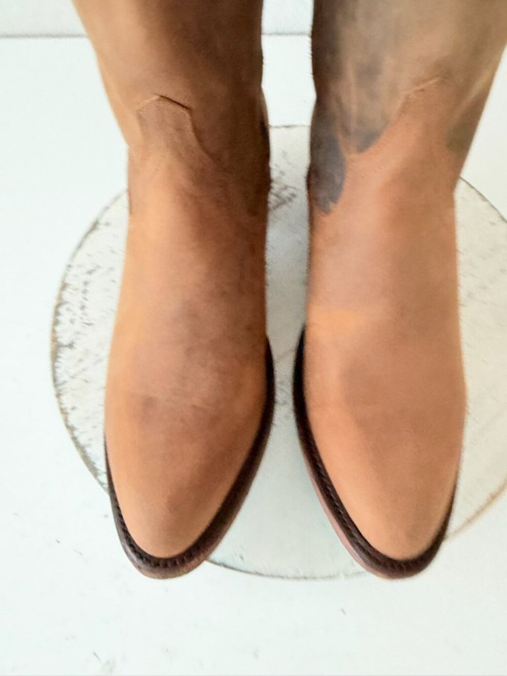 Lane PLAIN JANE Burnt Caramel Brown Cowboy Boots Size 9 Western Leather Mid Calf - Picture 6 of 11